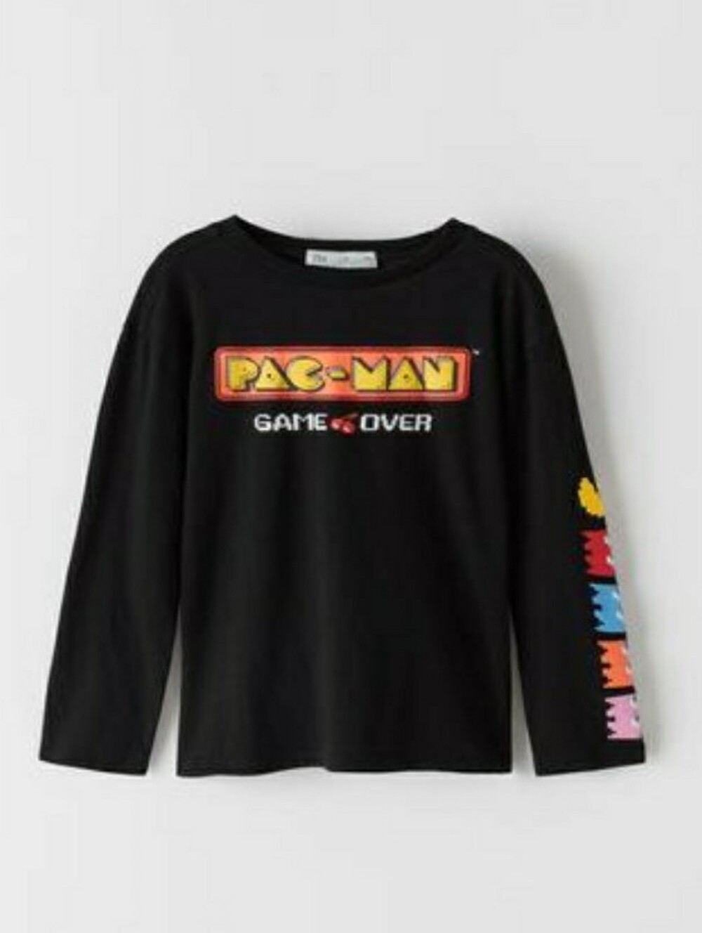 Zara Boys Girls Size 10 Black Pac-Man Gamer Long Sleeve T-Shirt Top